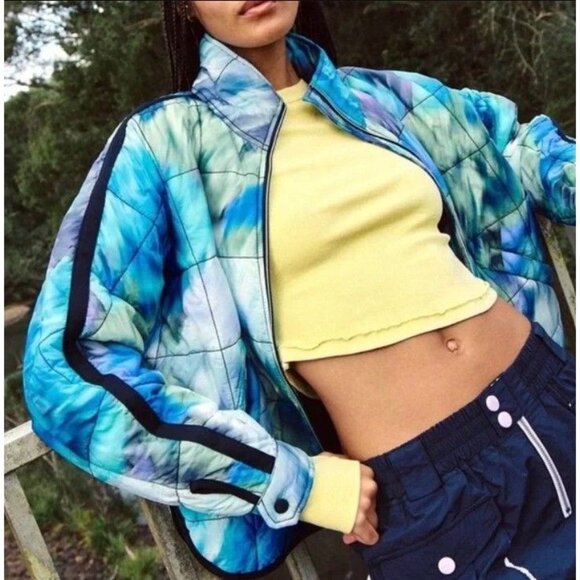 Free People FP Movement Pippa Packable Puffer Jacket Blurry Flower Combo Size S - Picture 2 of 6
